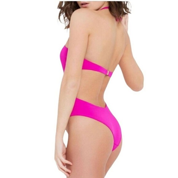 L'Agent by Agent Provocateur Adrina Halter Cutout One-Piece Swimsuit in Pink - Picture 2 of 14